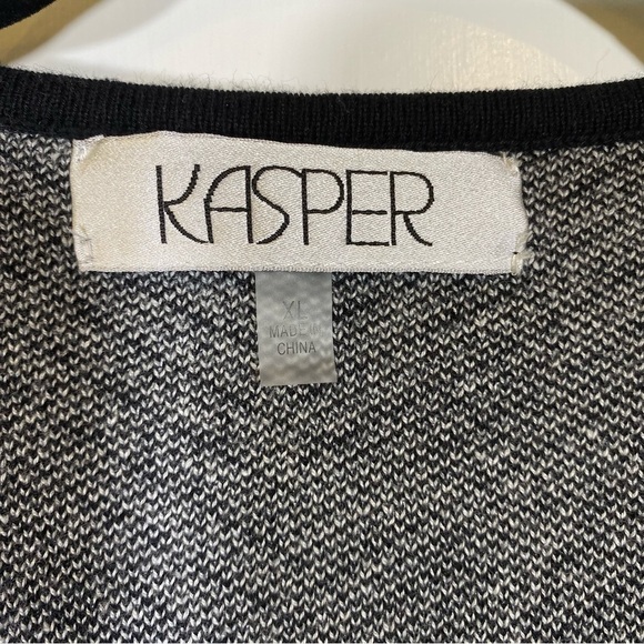 Kasper women's size XL color block duster open front cardigan sweater black grey - Picture 6 of 6